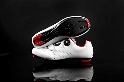 Hombre Zapatos de Ciclismo de Carretera para SPD Tacos MTB Blanco 40