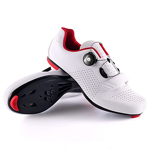 Hombre Zapatos de Ciclismo de Carretera para SPD Tacos MTB Blanco 40