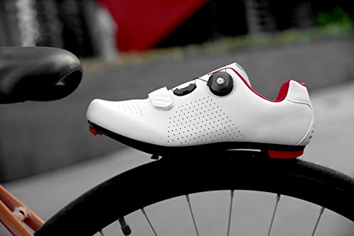 Hombre Zapatos de Ciclismo de Carretera para SPD Tacos MTB Blanco 40