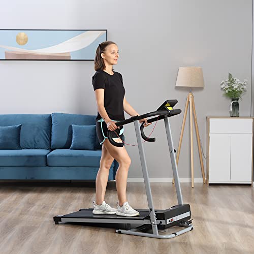 HOMCOM Cinta de Correr y Andar Plegable y Eléctrica de 500W para Fitness 1-10Km/h con Pantalla LCD y Carga Máx. 110 kg Negro y Gris