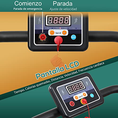 HOMCOM Cinta de Correr y Andar Plegable y Eléctrica de 500W para Fitness 1-10Km/h con Pantalla LCD y Carga Máx. 110 kg Negro y Gris