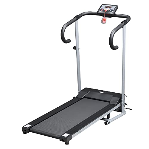 HOMCOM Cinta de Correr y Andar Plegable y Eléctrica de 500W para Fitness 1-10Km/h con Pantalla LCD y Carga Máx. 110 kg Negro y Gris