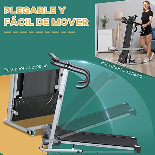 HOMCOM Cinta de Correr y Andar Plegable y Eléctrica de 500W para Fitness 1-10Km/h con Pantalla LCD y Carga Máx. 110 kg Negro y Gris