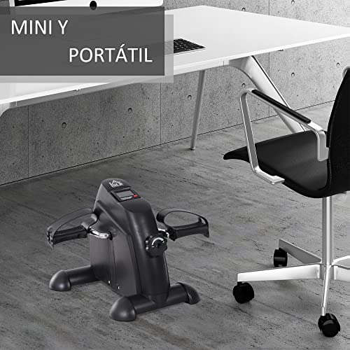 HOMCOM Minibicicleta Estática Pedalier Aparato de Ejercicios Brazos y Piernas Resistencia Ajustable Pantalla LCD 35x40x31cm