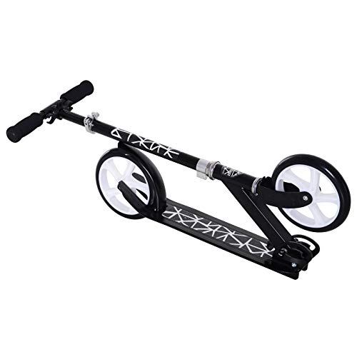 HOMCOM Patinete Plegable Scooter con Manillar Altura Ajustable 86/92/98cm Patinete para Adultos y Niños (más de 14 años) Tipo Monopatín con Freno Grandes Ruedas Carga 100kg