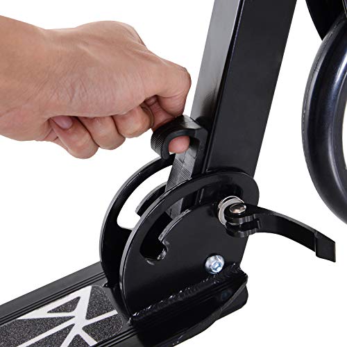 HOMCOM Patinete Plegable Scooter con Manillar Altura Ajustable 86/92/98cm Patinete para Adultos y Niños (más de 14 años) Tipo Monopatín con Freno Grandes Ruedas Carga 100kg