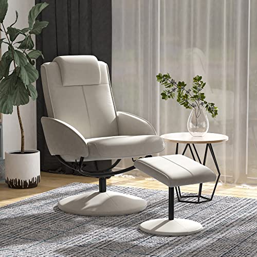 HOMCOM Sillón Relax con Reclinación hasta 145° Giratorio 360° con Reposapiés 78×67×98cm