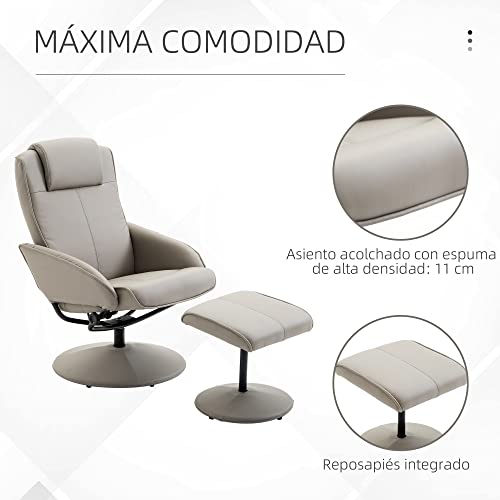 HOMCOM Sillón Relax con Reclinación hasta 145° Giratorio 360° con Reposapiés 78×67×98cm