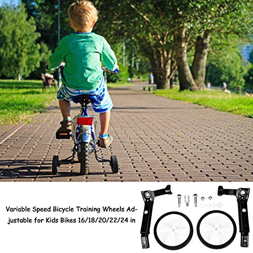 Honeyhouse Ruedas de entrenamiento de ciclismo para niños, 1 par de estabilizadores de bicicleta para niños de 16 18 20 22 24 pulgadas (negro)