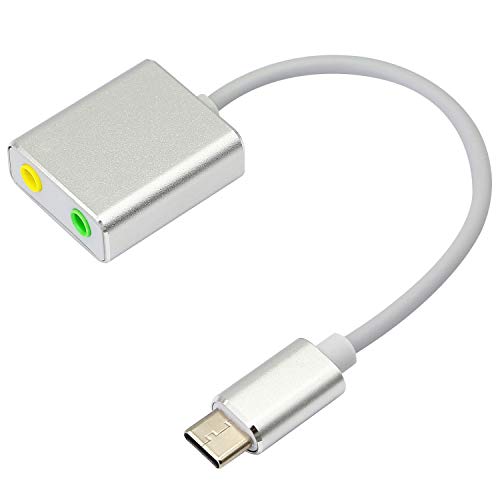 Honglei USB C tarjeta de sonido externa, tipo C 7.1 CH adaptador de audio estéreo con jack de 3,5 mm para auriculares y micrófono para teléfono portátil y PC