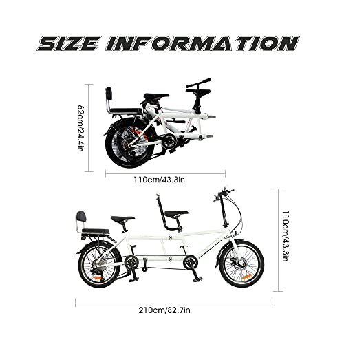 Hongsuny Bicicleta en tándem Plegable Bicicleta portátil en tándem de Ciudad Bicicleta Plegable de Viaje Entretenimiento Bicicleta en tándem Bicicleta para Padres e Hijos para niños Adultos