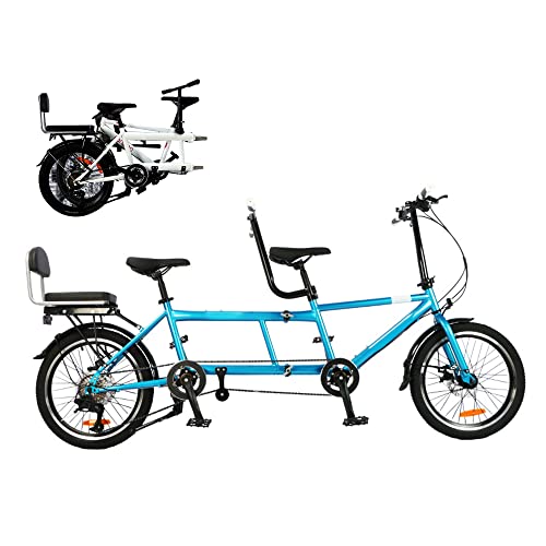 Hongsuny Bicicleta en tándem Plegable Bicicleta portátil en tándem de Ciudad Bicicleta Plegable de Viaje Entretenimiento Bicicleta en tándem Bicicleta para Padres e Hijos para niños Adultos