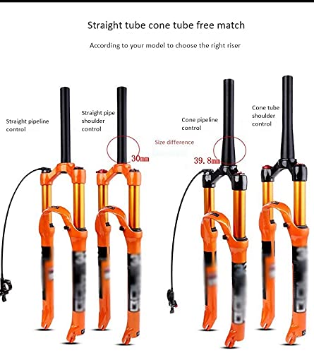 Horquilla Bicicleta MTB 26/27.5/29 Pulgadas,Dirección Recta con Dirección Cónica,Control Hombro con Bloqueo Remoto,Carrera: 120 Mm,Accesorios Dorados para Bicicleta Montaña