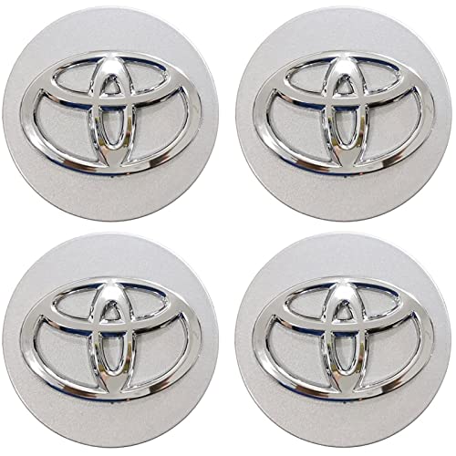 HOSOY Ajuste Toyota 4 Piezas De Tapas Centrales De Rueda, 62 Mm / 2,45 Pulgadas, Insignia De Tapas De Centro De Rueda De Llanta para Toyota Corolla Camry Rav4 Highlander Reiz (Color : Silver)