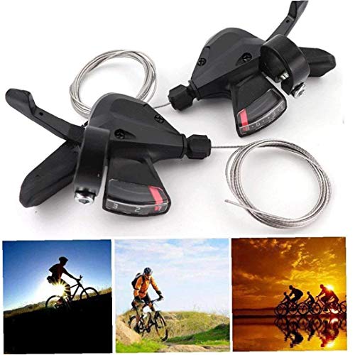 Hotaden Moto variador de Velocidad 3x8 Velocidad de Bicicletas Desviador Izquierda Speed ??Gear/Derecha Shifter aleación de Aluminio Pulgar Shifter MTB Accesorios 1Pair Balck