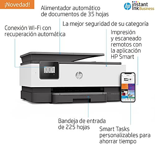 HP OfficeJet Pro 8012 1KR71B, Impresora Multifunción Tinta, Imprime, Escanea, Copia, Wi-Fi, HP Smart App, Apple AirPrint, Incluye 2 Meses del Servicio Instant Ink, Gris