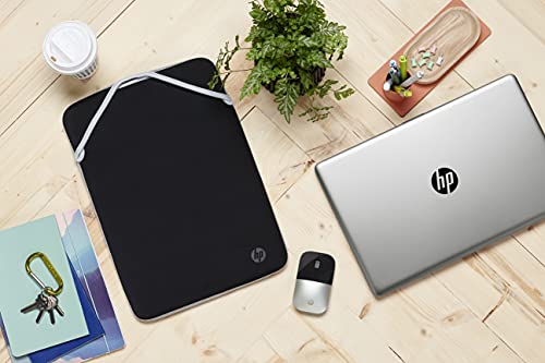 HP - PC Funda Reversible para portátil de hasta 14 Pulgadas, diseño Reversible, Color Negro y Plateado