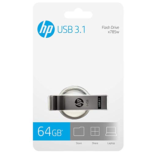 HP x785 W USB 3.0 Unidad Flash Anillo de Metal Clave Diseño (64.0 GB), Color Plateado