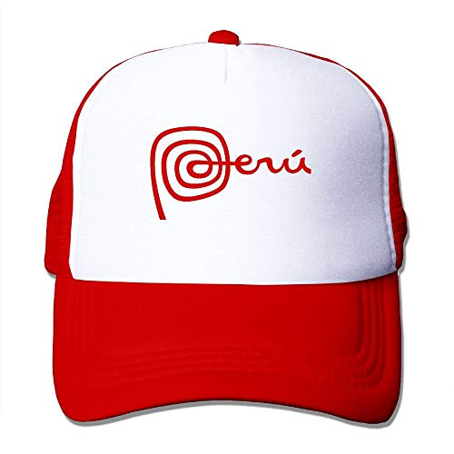 htrewtregr1 - Gorra Peru Unisex Mens Trucker Hat Summer Mesh Cap with Adjustable Hat Snapback Strap Red