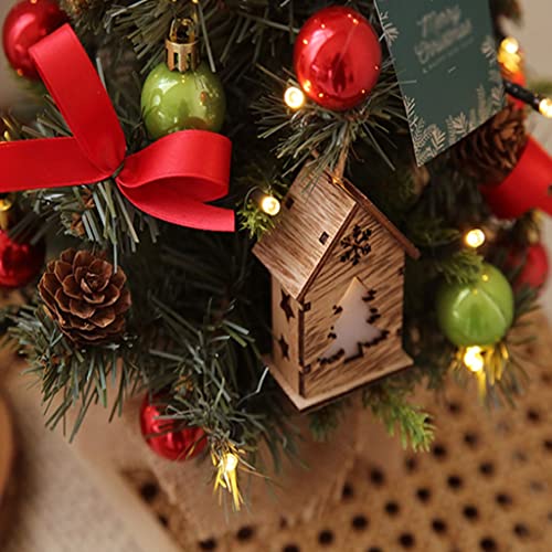 HUANHUI Árboles de Navidad Artificial 45 cm / 60 cm / 90 cm Mini árbol de Navidad Árbol de Navidad pequeño árbol de Navidad con Luces y Adornos for Navidad Decoracion Navideña (Color : 90cm/35.5in)