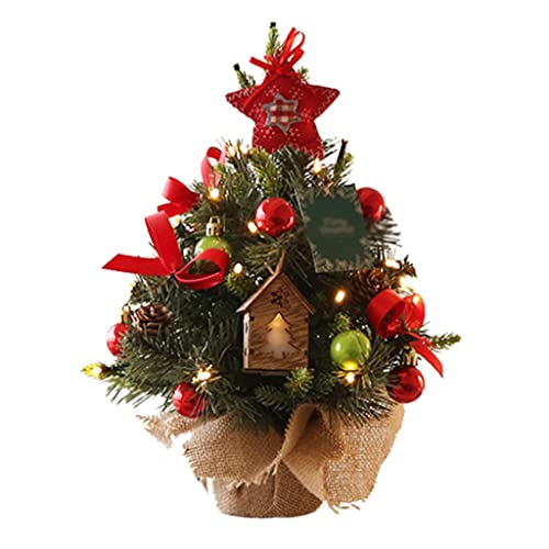 HUANHUI Árboles de Navidad Artificial 45 cm / 60 cm / 90 cm Mini árbol de Navidad Árbol de Navidad pequeño árbol de Navidad con Luces y Adornos for Navidad Decoracion Navideña (Color : 90cm/35.5in)