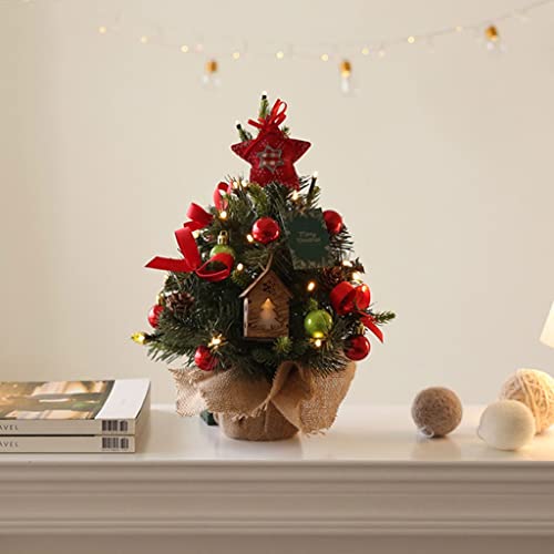 HUANHUI Árboles de Navidad Artificial 45 cm / 60 cm / 90 cm Mini árbol de Navidad Árbol de Navidad pequeño árbol de Navidad con Luces y Adornos for Navidad Decoracion Navideña (Color : 90cm/35.5in)