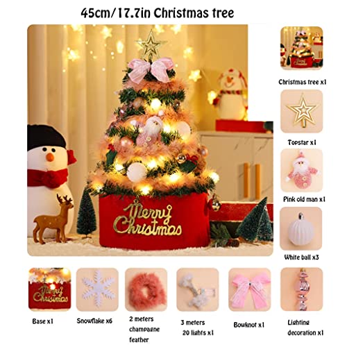 HUANHUI Árboles de Navidad Artificial Mini árbol de Navidad de Escritorio 45 cm / 60 cm Pequeño árbol de Navidad cifrado con Luces/Adornos for la decoración de la Mesa de Navidad Decoracion Navideña