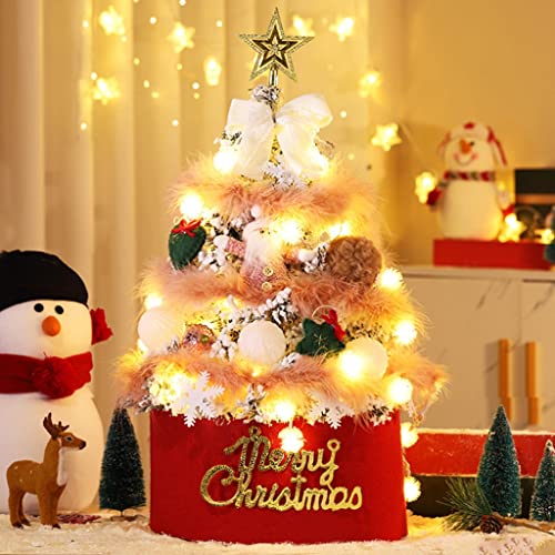HUANHUI Árboles de Navidad Artificial Mini árbol de Navidad de Escritorio 45 cm / 60 cm Pequeño árbol de Navidad cifrado con Luces/Adornos for la decoración de la Mesa de Navidad Decoracion Navideña