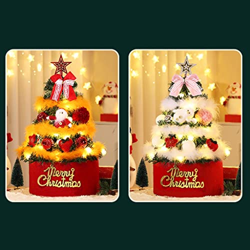 HUANHUI Árboles de Navidad Artificial Mini árbol de Navidad de Escritorio 45 cm / 60 cm Pequeño árbol de Navidad cifrado con Luces/Adornos for la decoración de la Mesa de Navidad Decoracion Navideña