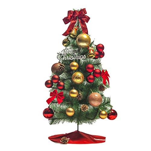 HUANHUI Árboles de Navidad Artificial Mini casero Árbol de Navidad 60 cm / 100cm Pequeño árbol de Navidad de Escritorio con DIRIGIÓ Luces y Adornos de Cadenas for el hogar Decoracion Navideña