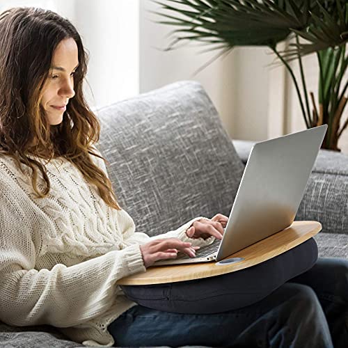 HUANUO Soportes para Portátiles con Cojín en Cama y Sofá, Estante de Libros/Almohada/Mesa de Rodilla con Orificio de Cable y Tira Antideslizante, Apto a Laptop hasta 15,6”