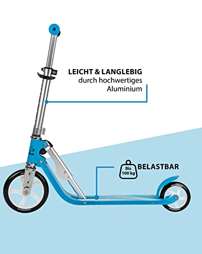 HUDORA 14202/00 Little BigWheel - Patinete Infantil con Manillar Ajustable de 68 a 74 cm, Color Azul Claro