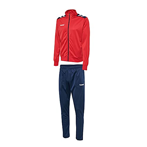 hummel HU030 Chándal Chaqueta en Rojo, pantalón en Azul Marino 100% poliéster Talla 3XL, Unisex Adulto