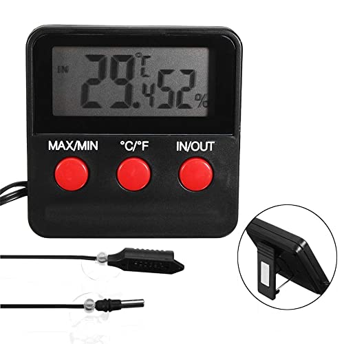 Hygrometer Egg Incubator Pet Digital Thermometer Hygrometer Humidity Meter Probe Indoor Thermometers (Color : Black Size : One Size)