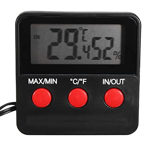 Hygrometer Egg Incubator Pet Digital Thermometer Hygrometer Humidity Meter Probe Indoor Thermometers (Color : Black Size : One Size)