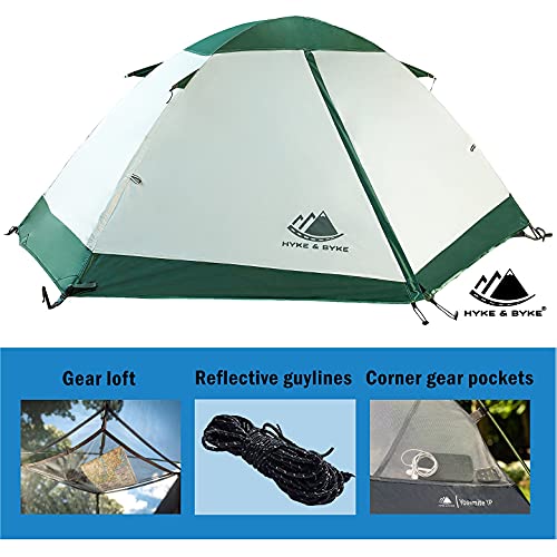 Hyke & Byke Yosemite Tienda de Campaña para 1 o 2 Personas con Suelo – Tienda de Campaña Ligera para Mochileros – Tienda de Campaña con Dos Puertas en Forma de Domo