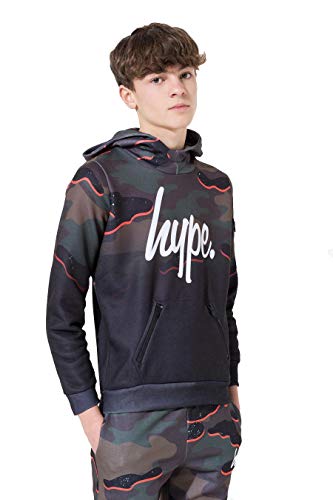 HYPE Sudadera con Capucha Infantil Camuflaje Naranja Texto