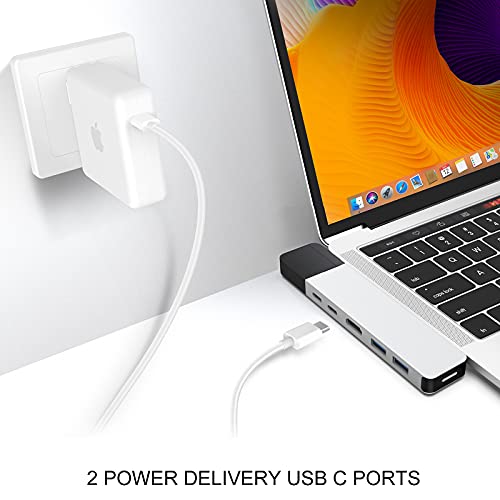 HYPER Drive Hub USB C, Adaptador del Cubo Doble Tipo C para Macbook Pro, 6 en 2 Multi-Puerto Thunderbolt USB-Dongle w Gigabit Ethernet, 100W de 40 GB/S C-USB, 5 GB/S-Type C 60W PD, 4K Hdmi