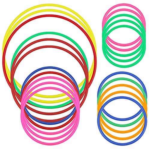 Hysagtek 21 anillos de plástico para lanzamiento de Carnaval, anillos de regalo de fiesta, tamaños grandes (11/13.4/15/19.5/23.5 cm)