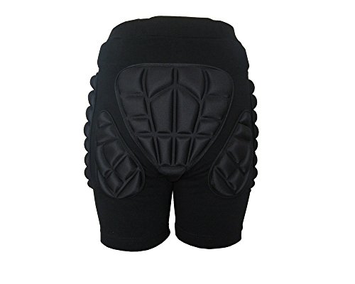 HYSENM Pantalones de protección para niños y adultos, pantalones protectores acolchados 3D, ropa de protección para la cadera, para esquí, ciclismo, patinaje, color negro, XXXL