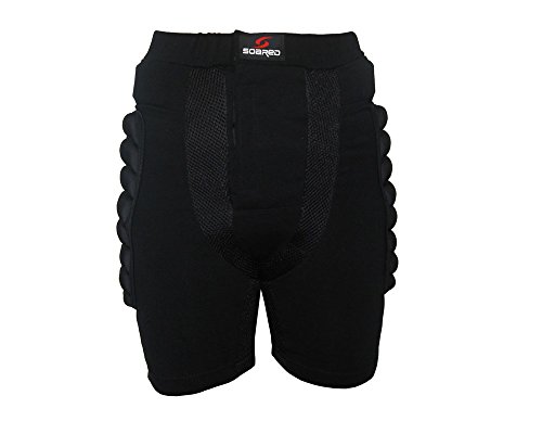 HYSENM Pantalones de protección para niños y adultos, pantalones protectores acolchados 3D, ropa de protección para la cadera, para esquí, ciclismo, patinaje, color negro, XXXL