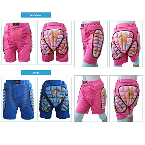 HYSENM Pantalones de protección para niños y adultos, pantalones protectores acolchados 3D, ropa de protección para la cadera, para esquí, ciclismo, patinaje, color negro, XXXL