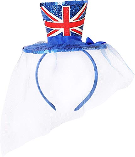 I LOVE FANCY DRESS LTD ACCESORIO DE DISFRAZ MINI SOMBRERO AZUL CON IMPRESIÓN DE BANDERA INGLESA ACCESORIO TEMATICO PERFECTO PARA FIESTAS O DISFRACES TEMATICOS PARA ADULTOS (6 UNIDADES)