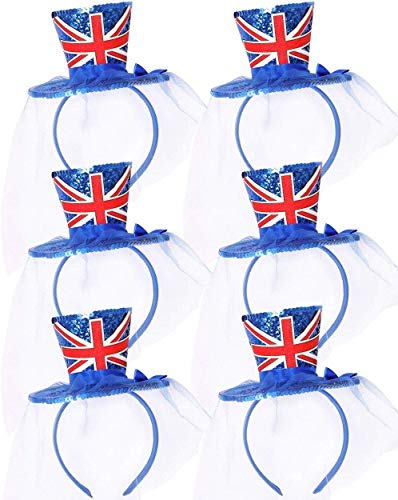 I LOVE FANCY DRESS LTD ACCESORIO DE DISFRAZ MINI SOMBRERO AZUL CON IMPRESIÓN DE BANDERA INGLESA ACCESORIO TEMATICO PERFECTO PARA FIESTAS O DISFRACES TEMATICOS PARA ADULTOS (6 UNIDADES)