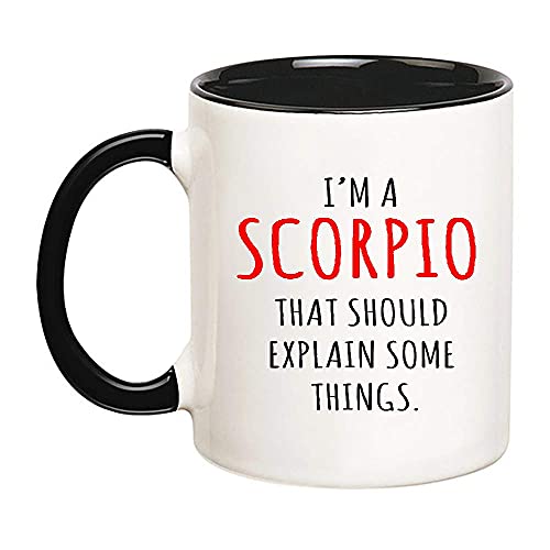 I 'm A SCORPIO Mug - Taza de café de Escorpio, regalos de Escorpio, regalo para Escorpio, regalos de signos astrológicos, nacido en octubre, nacido en noviembre (negro), taza de café de cerámica de 11