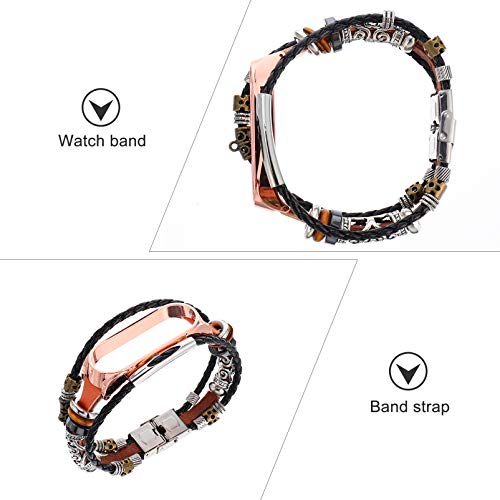 ibasenice Compatible para Xiaomi Mi Band 5 Watch Bands Metal Retro Reemplazo Correa de Reloj con Estuche para Mujeres Hombres