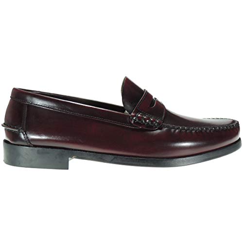IBÉRICO Mocasín Castellano Piel Florentic y Piso Cuero para Hombre Burdeos Talla 45