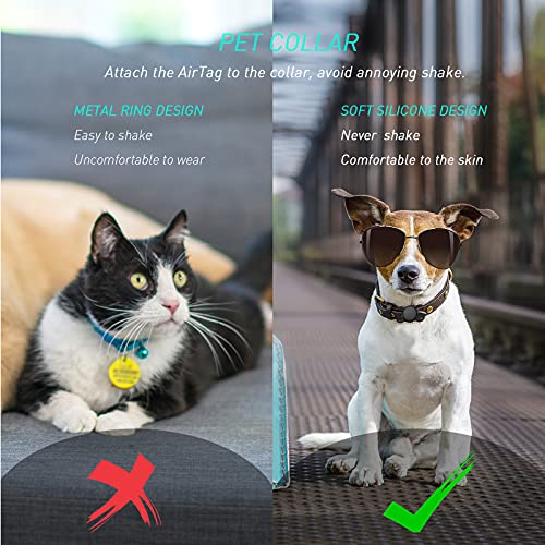 ICARER [2 PCS] Funda de Silicona para AirTag, GPS Tracking Finder Funda Protectora de Silicona Compatible con Apple Air Tag, Anti-Lost Case Cover para Collar de Perro Bucle de Gato Dog Cat Pet-Negro