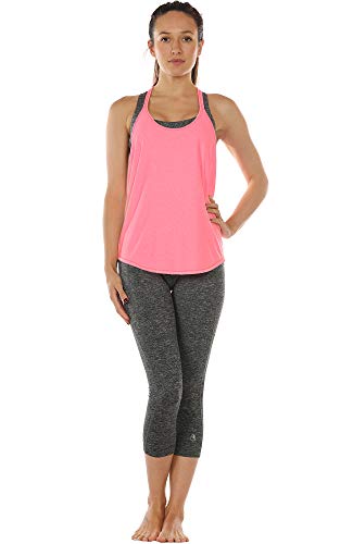 icyzone Camiseta Deportiva sin Mangas Diseño de T-Back para Mujer (S, Rosa Fuerte)