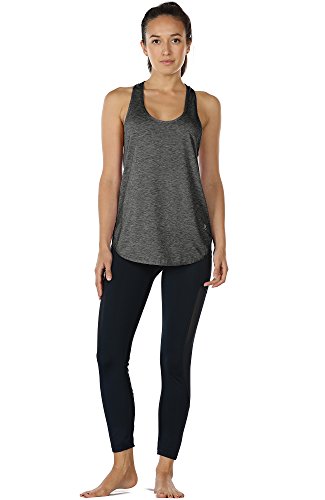 icyzone Camiseta sin Mangas de Fitness para Mujer Racerback Chaleco Deportivo, Pack de 2 (S, Carboncillo/Rosado)